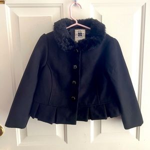 Gymboree Toddler Girl Buttoned Black Dressy Waistcoat w/Faux Fur Trim.  Sz 4/5T